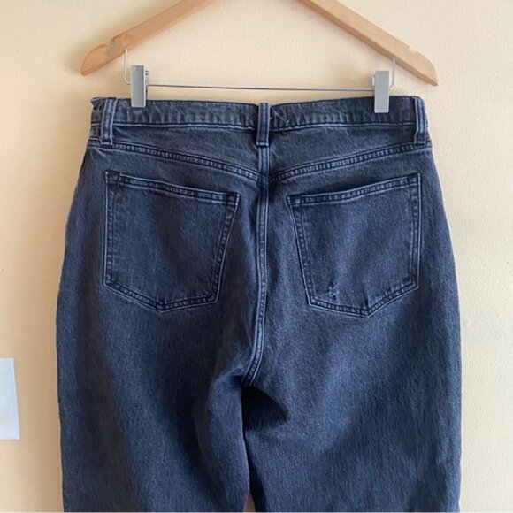 Abercrombie Fitch Curve Love 90s Relaxed Jeans Woman 31 Black Criss Cross Waist - Picture 7 of 15